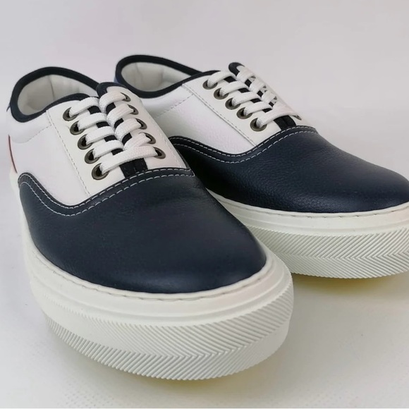 Louis Vuitton leather sneakers with red, blue, and white pattern. - Picture 13 of 14